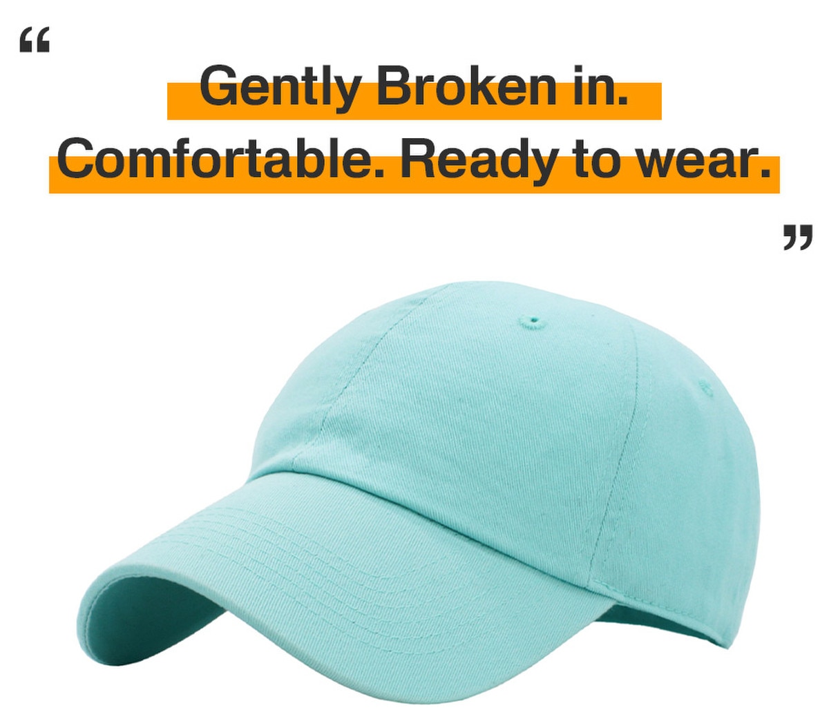 Mint Low Profile Baseball Caps Front Side View